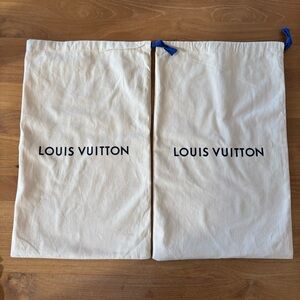 Louis Vuitton Cream Dust Bags with Blue Accents